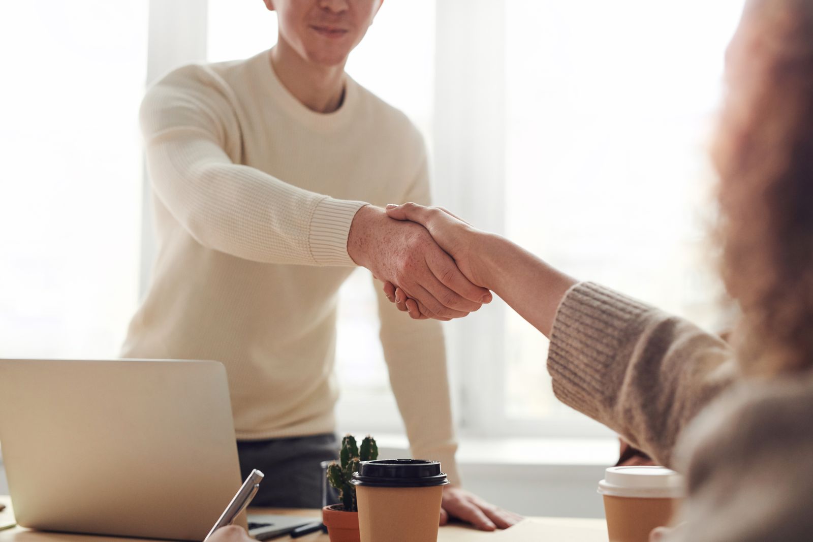 Business energy partnership handshake